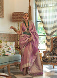 Kalki Koechlin Orchid Purple Designer Handloom Saree Collection With Zari Weaving