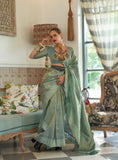 Kalki Koechlin Orchid Teal Designer Handloom Saree Collection With Zari Weaving