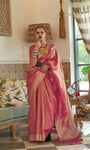 Kalki Koechlin Orchid Pink Designer Handloom Saree Collection With Zari Weaving