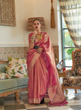 Kalki Koechlin Orchid Pink Designer Handloom Saree Collection With Zari Weaving