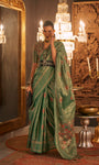 Green Designer Handloom Silk Saree With Zari Weaving