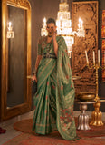 Green Designer Handloom Silk Saree With Zari Weaving