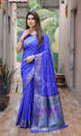 Blue Exclusive Unique Designer Bandhej Paithani collection