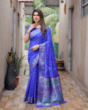 Blue Exclusive Unique Designer Bandhej Paithani collection