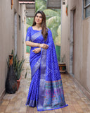 Blue Exclusive Unique Designer Bandhej Paithani collection