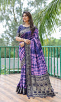 Navy And Pink Soft Dola Silk Shibori Saree With Zari Weaving