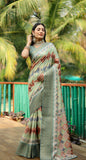 Soft Dola Silk saree with all over Abstract Digital prints with Jari weaving