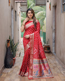 Red Exclusive Unique Designer Bandhej Paithani collection