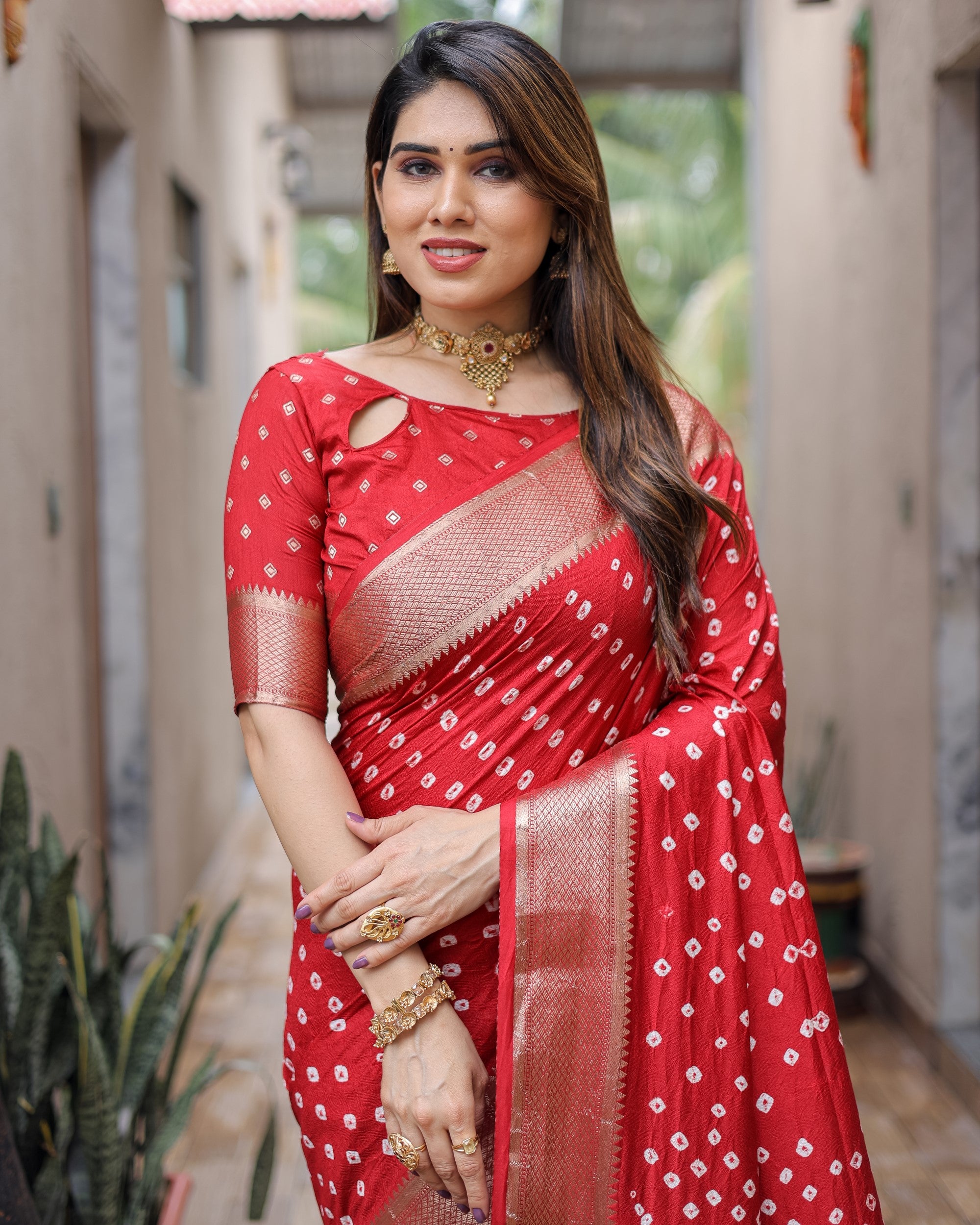 Red Exclusive Unique Designer Bandhej Paithani collection