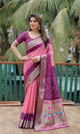 Purple And Pink Paithani with Bandhej Saree With Zari Weaving