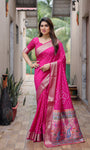 Rani Pink Exclusive Unique Designer Bandhej Paithani collection