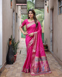 Rani Pink Exclusive Unique Designer Bandhej Paithani collection