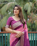 Purple And Pink Paithani with Bandhej Saree With Zari Weaving