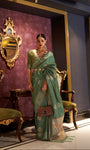 Green Handloom Silk Saree With Zari Weaving