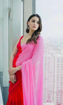 Alia Bhatt Red And Pink Soft Georgette Party Wear Saree