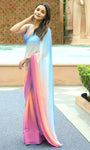 Alia Bhatt Sky And Pink Soft Georgette Party Wear Saree