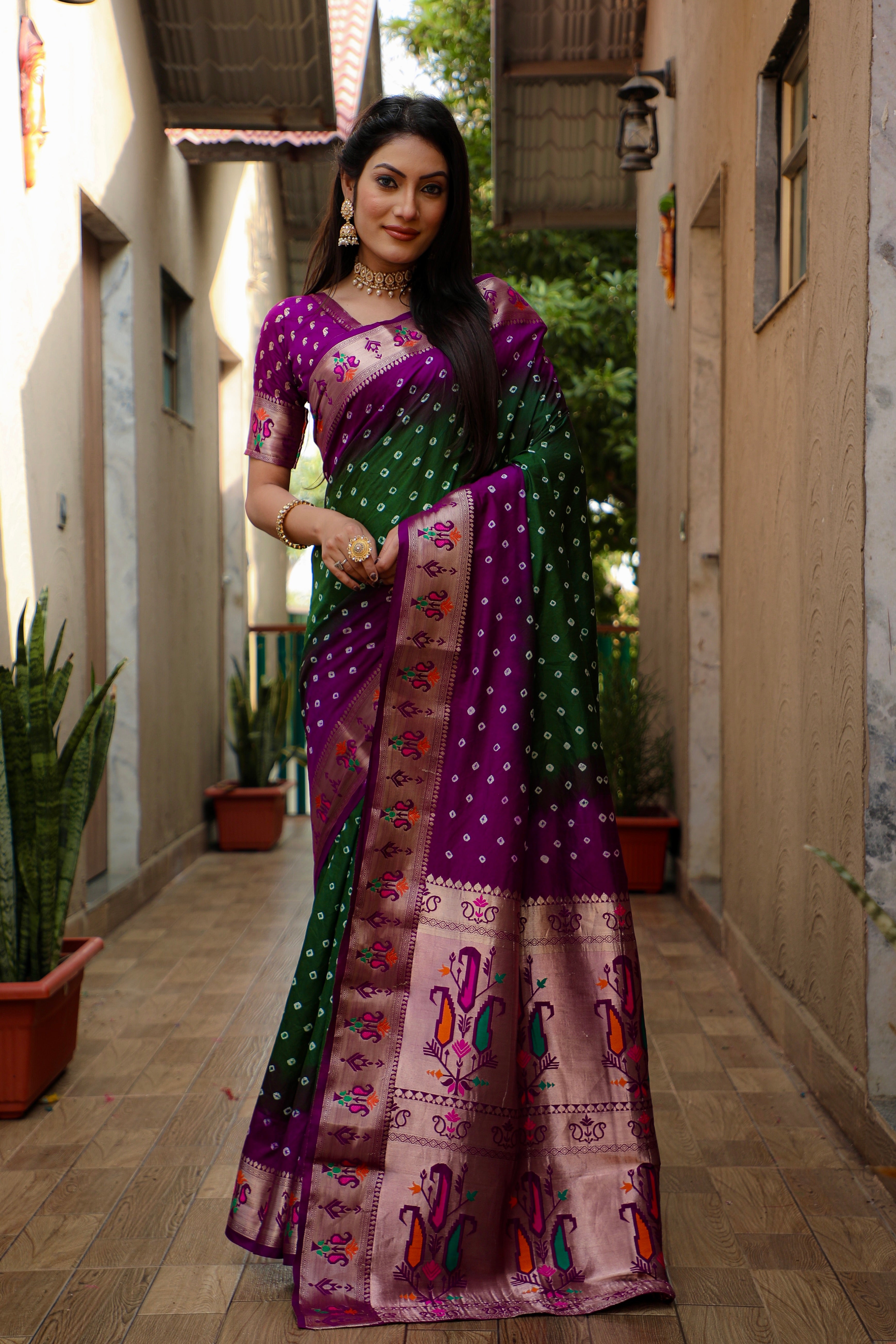 Dola soft silk with Bandhej Paithni saree