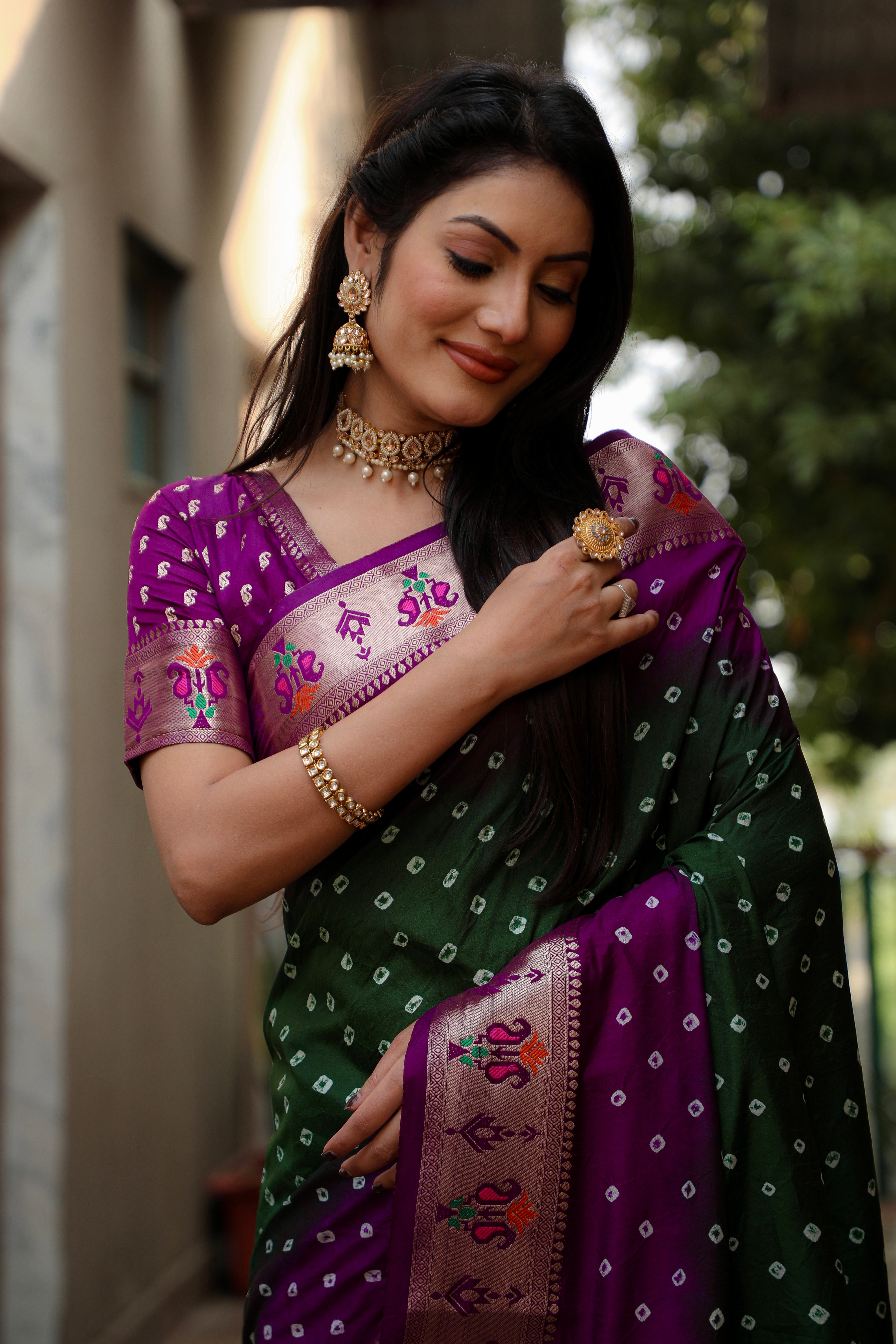 Dola soft silk with Bandhej Paithni saree