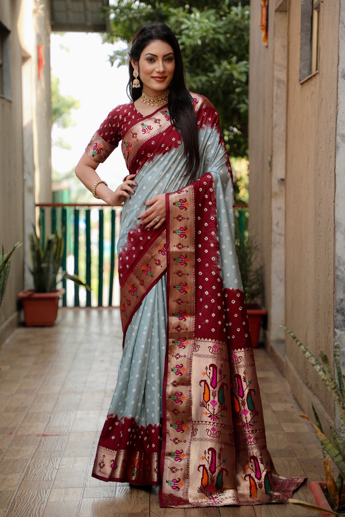 Dola soft silk with Bandhej Paithni saree