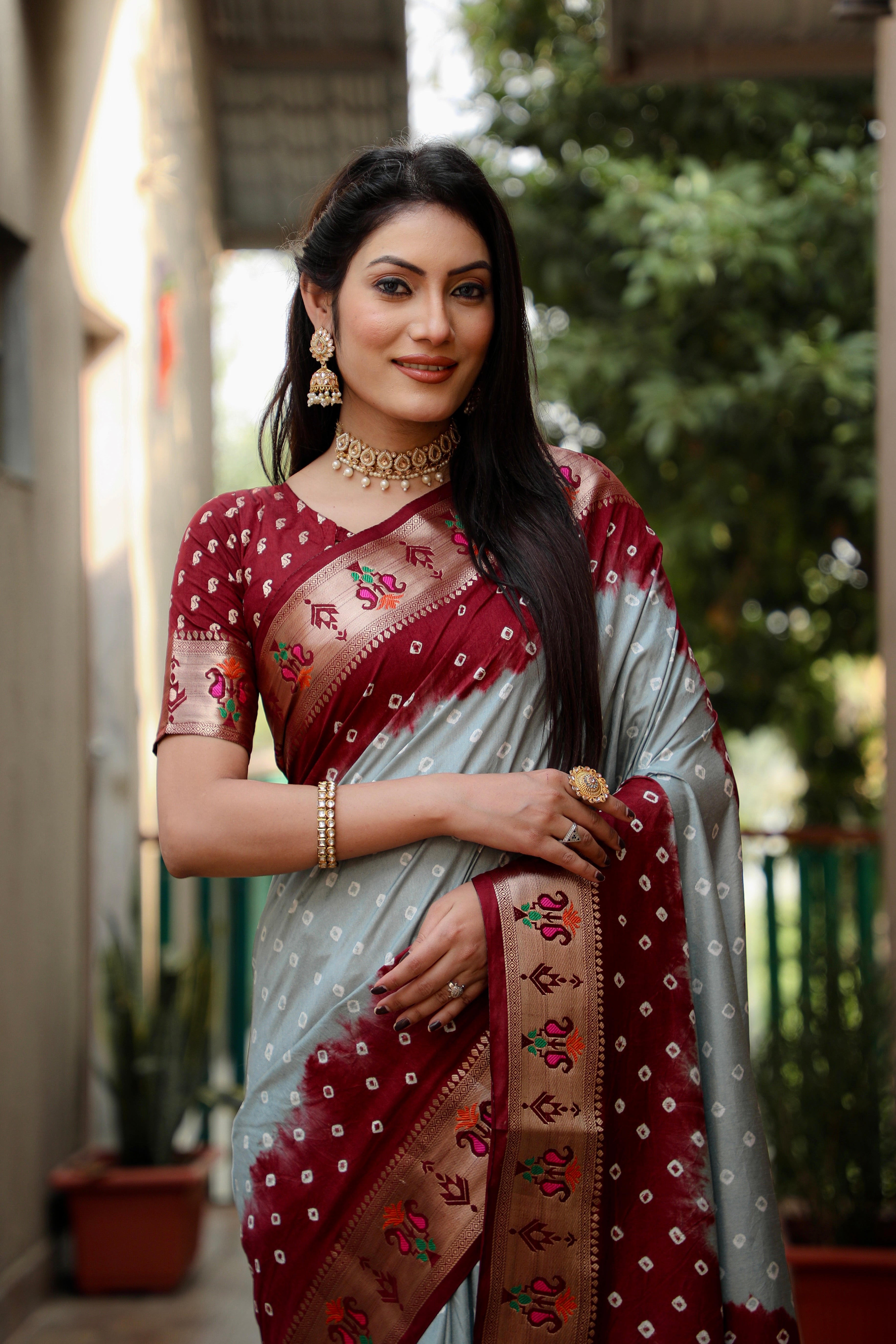 Dola soft silk with Bandhej Paithni saree