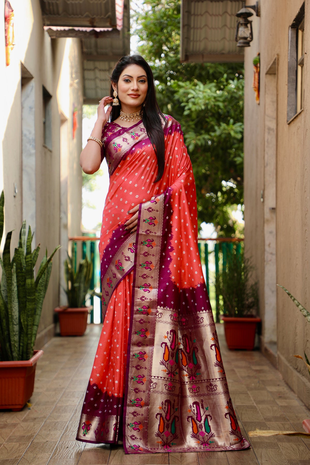 Dola soft silk with Bandhej Paithni saree