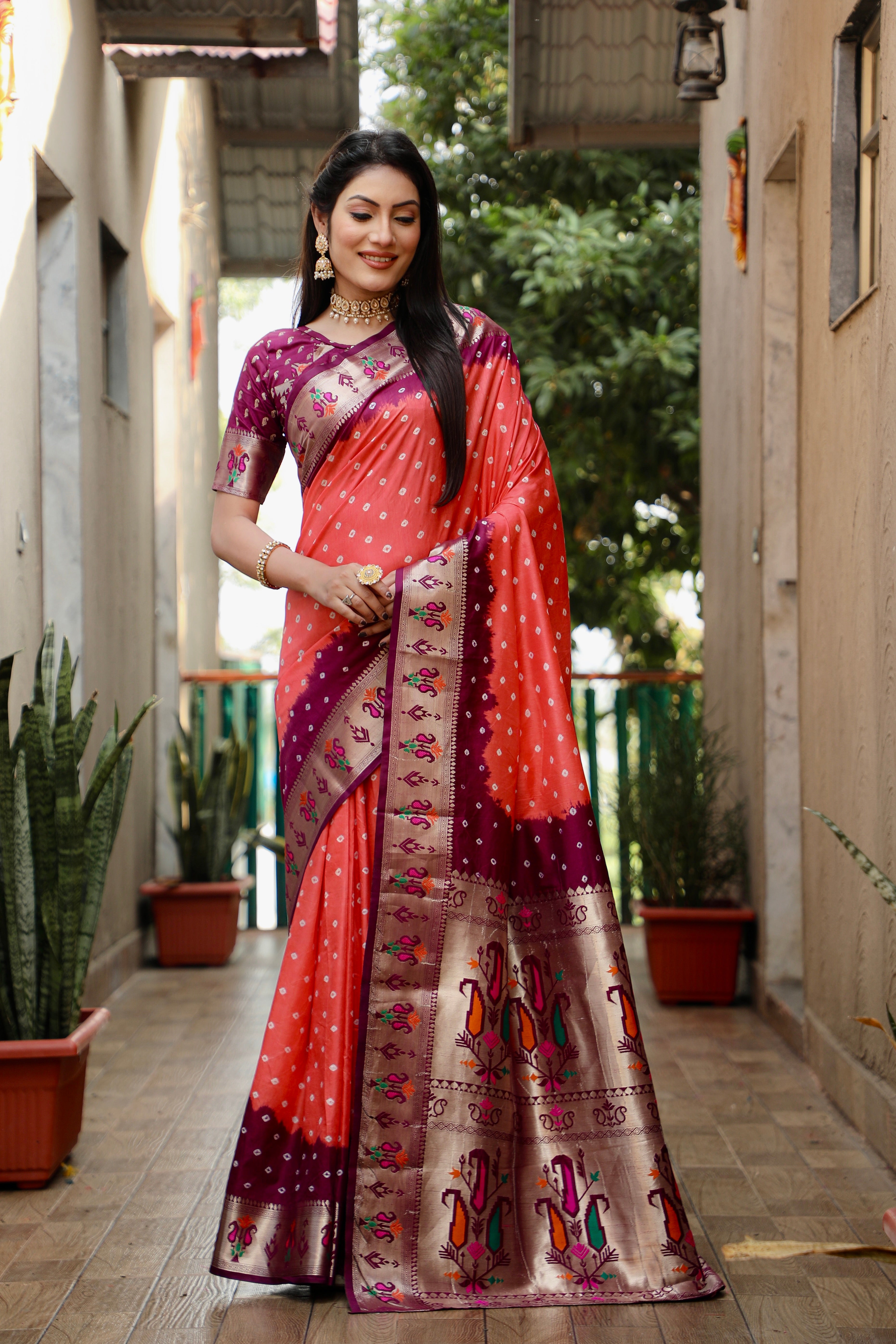 Dola soft silk with Bandhej Paithni saree