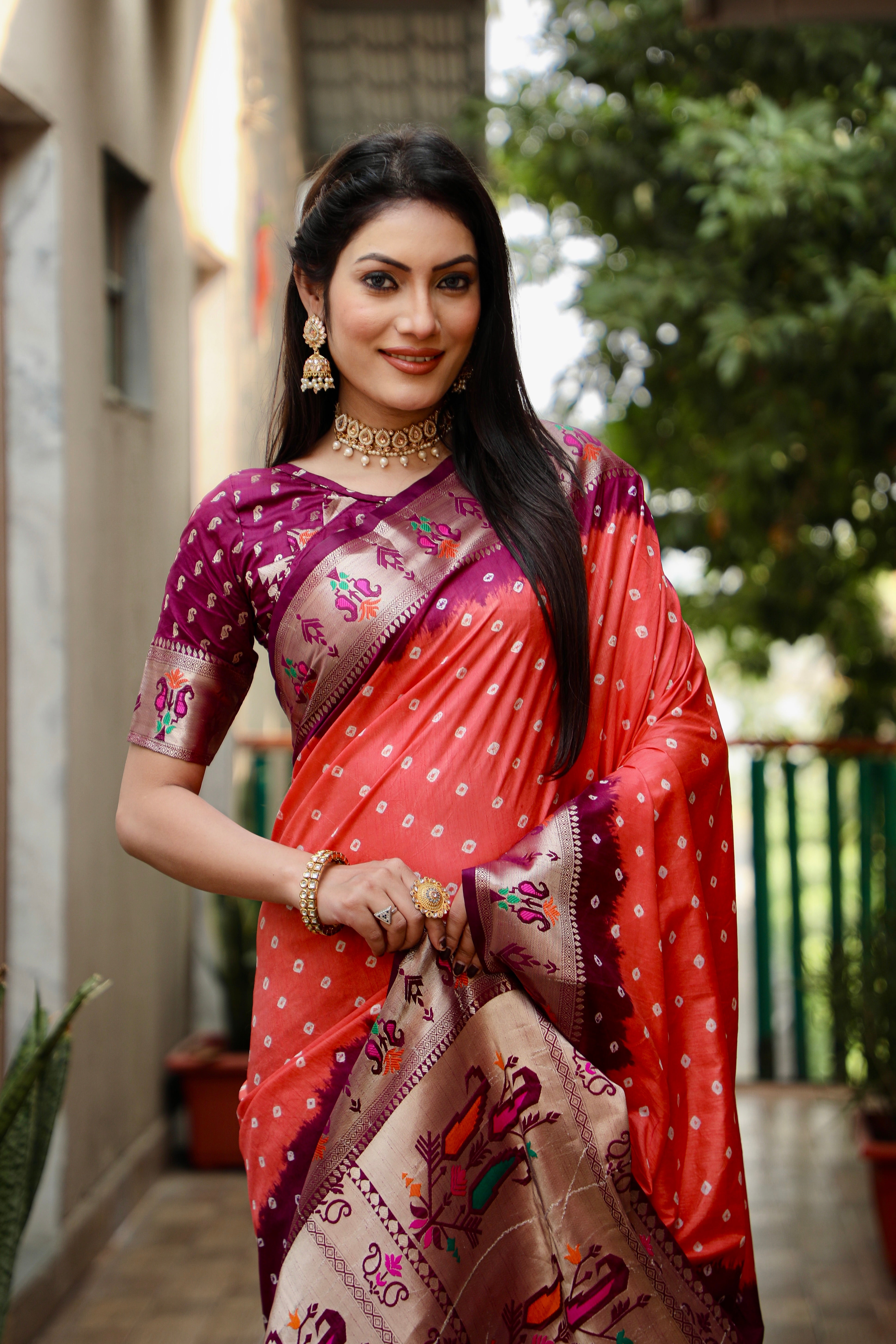 Dola soft silk with Bandhej Paithni saree