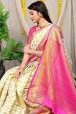 Cream Pure Silk Kanjivaram Saree With Zari Weaving