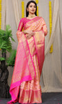 Peach Pure Silk Kanjivaram Saree With Zari Weaving