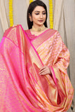 Peach Pure Silk Kanjivaram Saree With Zari Weaving