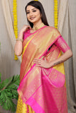 Yellow Pure Silk Kanjivaram Saree With Zari Weaving