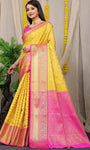 Yellow Pure Silk Kanjivaram Saree With Zari Weaving