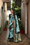 Dark Green Beautiful Soft Silk Sibory Print With Gold Zari &  Minakari Weaving