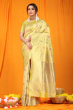 Cream Pure Silk Paithani Saree With Gold Jari Weaving