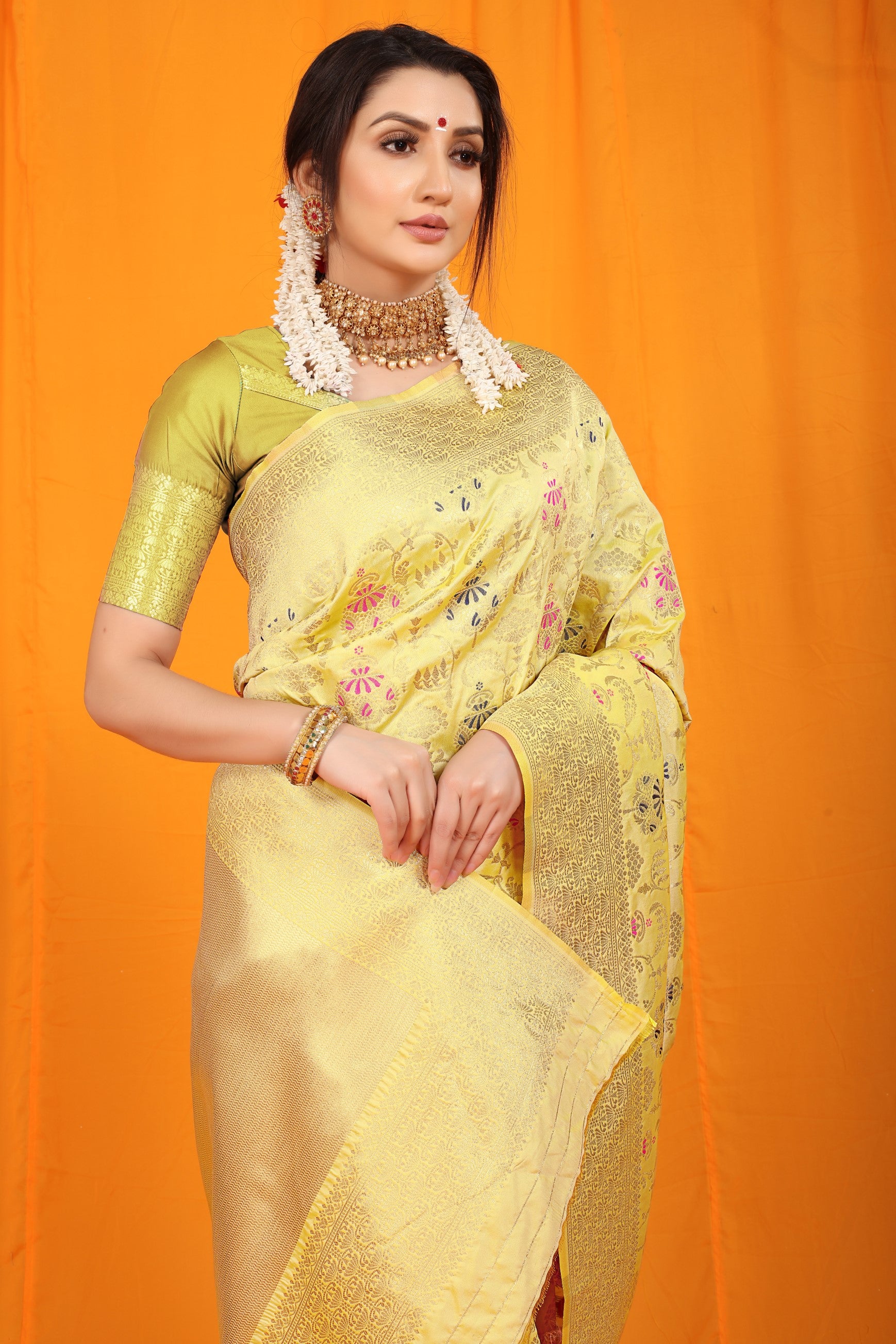 Cream Pure Silk Paithani Saree With Gold Jari Weaving