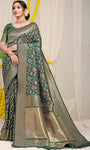 Green Pure Silk Paithani Saree With Gold Jari Weaving