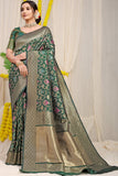 Green Pure Silk Paithani Saree With Gold Jari Weaving