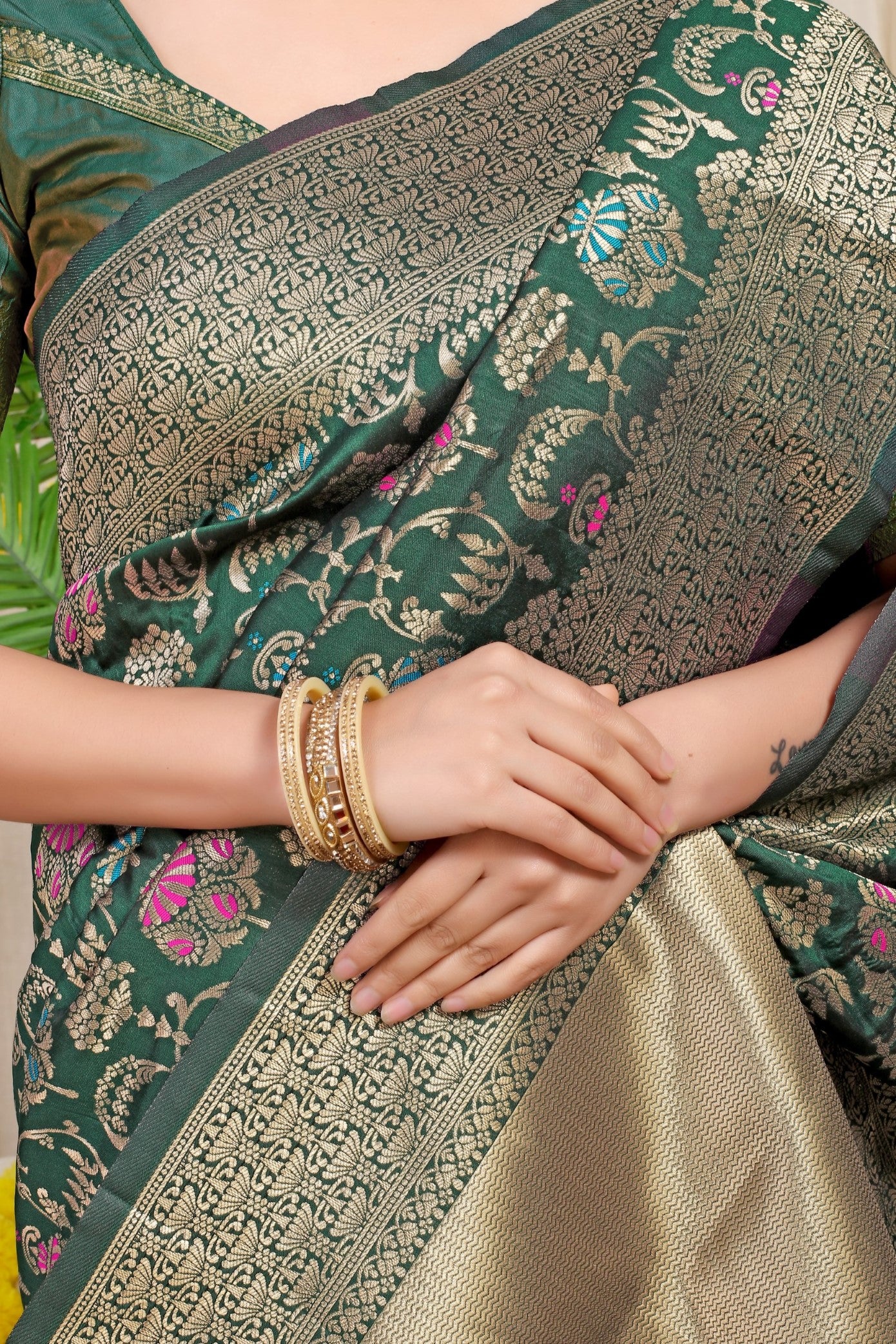 Green Pure Silk Paithani Saree With Gold Jari Weaving