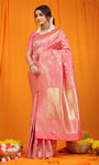 Peach Pure Silk Paithani Saree With Gold Jari Weaving