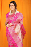 Pink Pure Silk Paithani Saree With Gold Jari Weaving