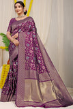 Purple Pure Silk Paithani Saree With Gold Jari Weaving