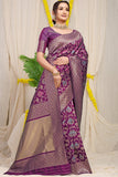 Purple Pure Silk Paithani Saree With Gold Jari Weaving