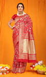 Red Pure Silk Paithani Saree With Gold Jari Weaving