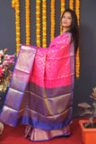 Pink Handloom Silk Kanjivaram Saree With Zari Weaving