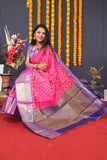 Pink Handloom Silk Kanjivaram Saree With Zari Weaving