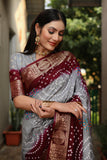 Beautiful Bandhej design silk saree with Zari Weaving