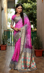 Beautiful Bandhej design silk saree with Zari Weaving