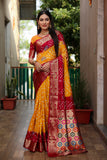 Beautiful Bandhej design silk saree with Zari Weaving