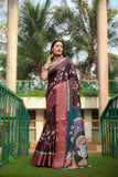 Soft Dola Silk saree with all over Kalamkari Digital prints