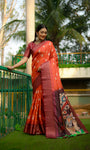 Soft Dola Silk saree with all over Kalamkari Digital prints